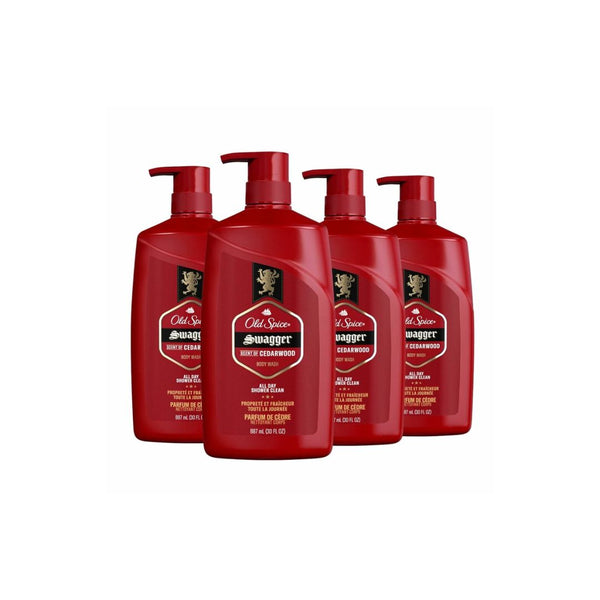 4 Bottles of Old Spice Red Zone Swagger Scent Body Wash for Men (30 Ounce Bottles)