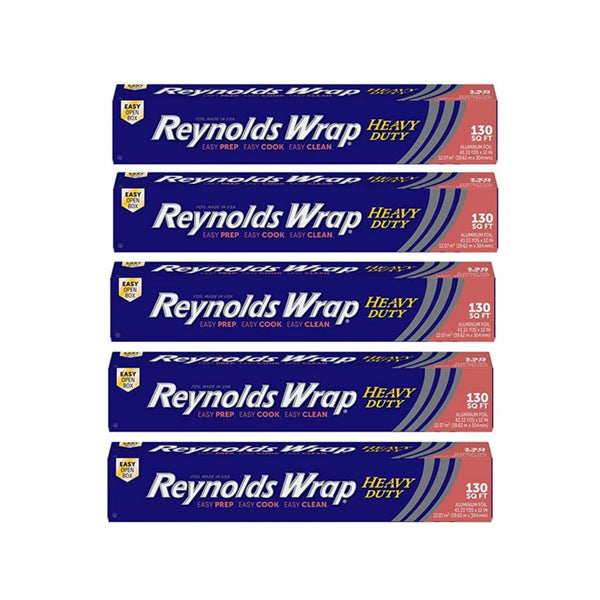 5 Packs of Reynolds Wrap Heavy Duty Aluminum Foil (130 Square Feet)