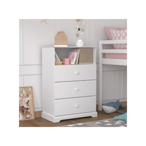 Campbell Wood 3-Drawer Kids Dresser with Storage Shelf (2 Colors)