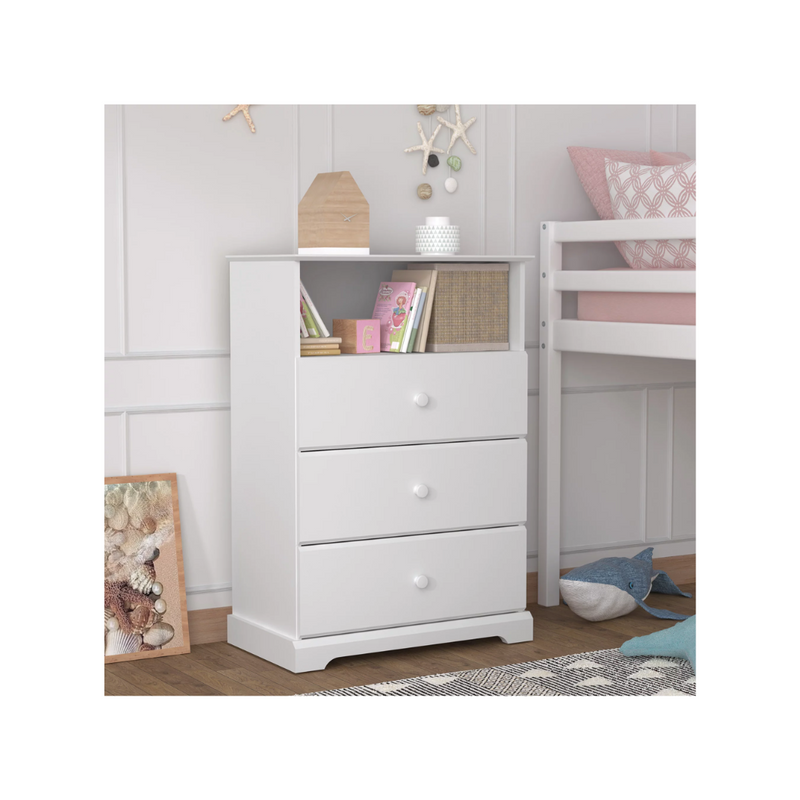 Campbell Wood 3-Drawer Kids Dresser with Storage Shelf (2 Colors)