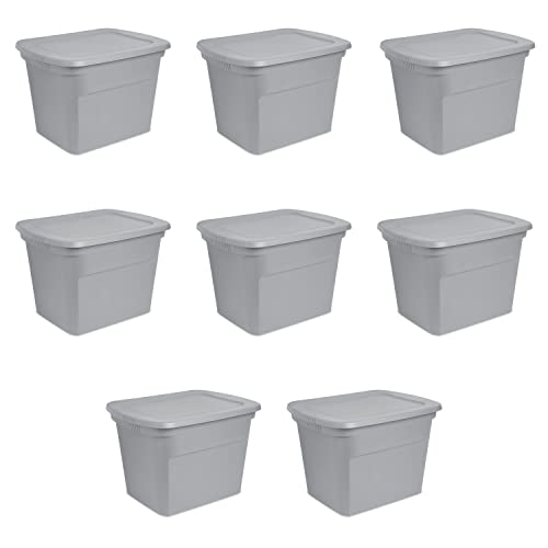 8 Pack Of Sterilite 18 Gallon Storage Stackable Bins With Lids