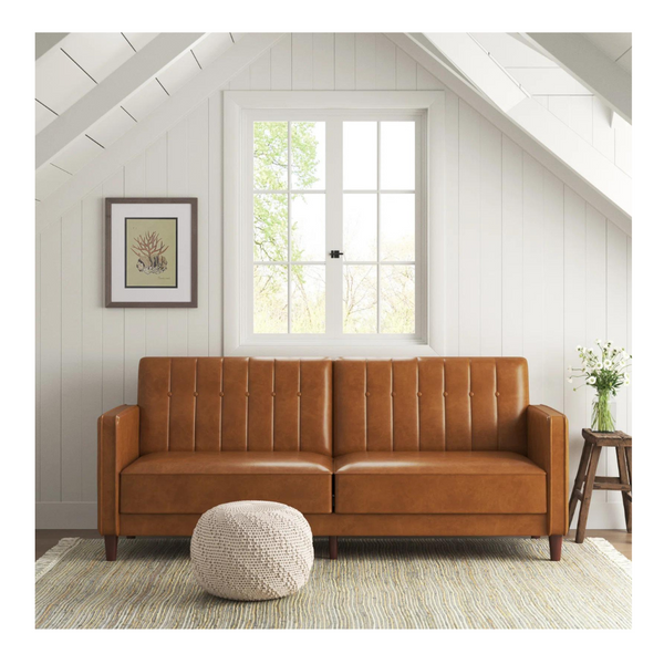 Faux Leather Convertible Sofa