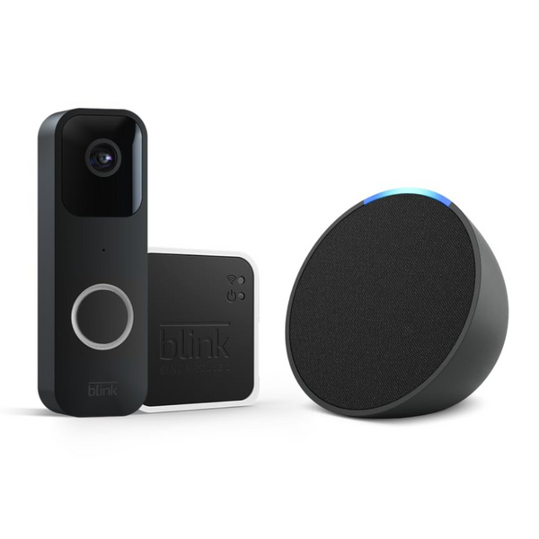 Blink Video Doorbell System + Amazon Echo Pop