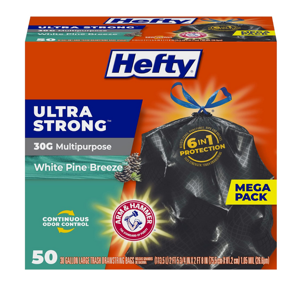 50 Pack Of Hefty Ultra Strong Scented 30 Gallon Trash Bags
