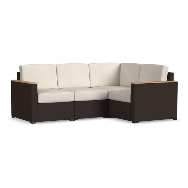 4-Piece Wicker Rattan Outdoor Sectional with Cushions