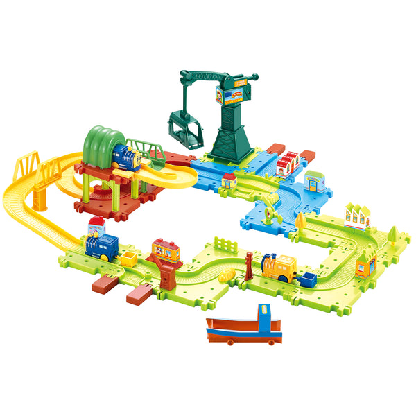 58 Piece Plastic Deluxe Train Set with Adjustable Tracks and Battery-Operated Via Walmart