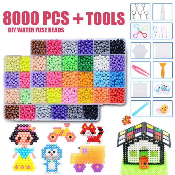 8000pcs DIY Water Sticky Fuse Beads Tool Set Via Walmart