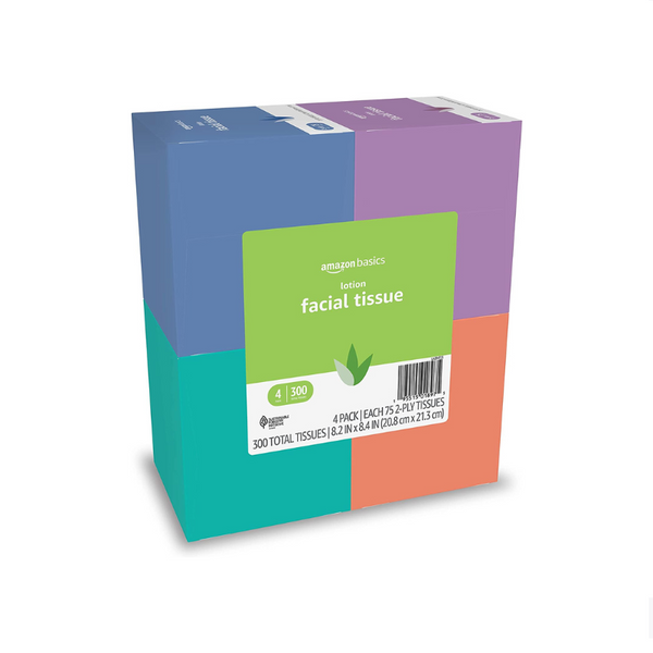 4 Cube Boxes of Amazon Basics Facial Tissue with Lotion Vis Amazon