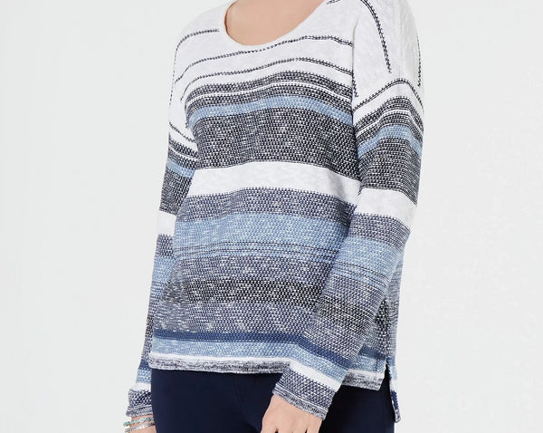 Style & Co Striped Drop-Shoulder Sweater Via Macy's