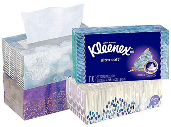 36 Boxes Kleenex Ultra Soft Facial Tissues, 110 Tissues per Box Via Amazon