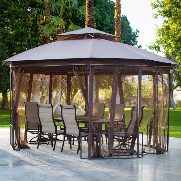 Belham Living Octagon 10 x 12 ft. Gazebo with Curtains Via Walmart