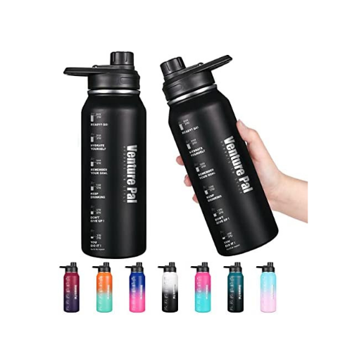 32oz Motivational Water Bottle, Keeps Drinks Cold For 24hr, Vacuum Insulated Via Amazon