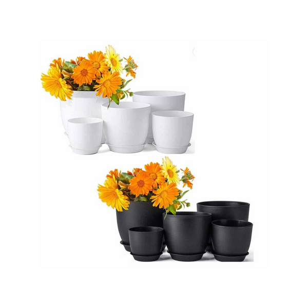 Set Of 5 Flower Pots Indoor with Saucers Via Amazon