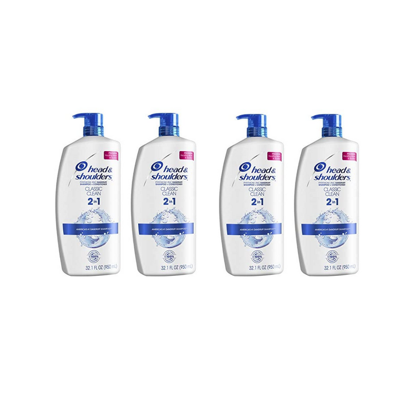 4-Pack Head and Shoulders Shampoo and Conditioner 2 in 1 Via Amazon