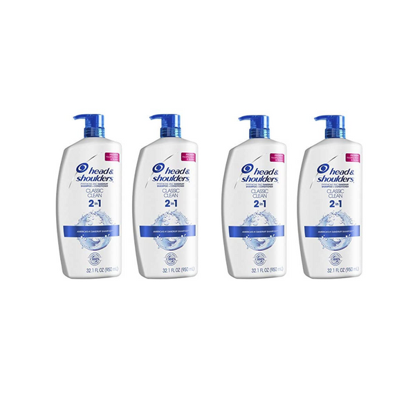 4-Pack Head and Shoulders Shampoo and Conditioner 2 in 1 Via Amazon