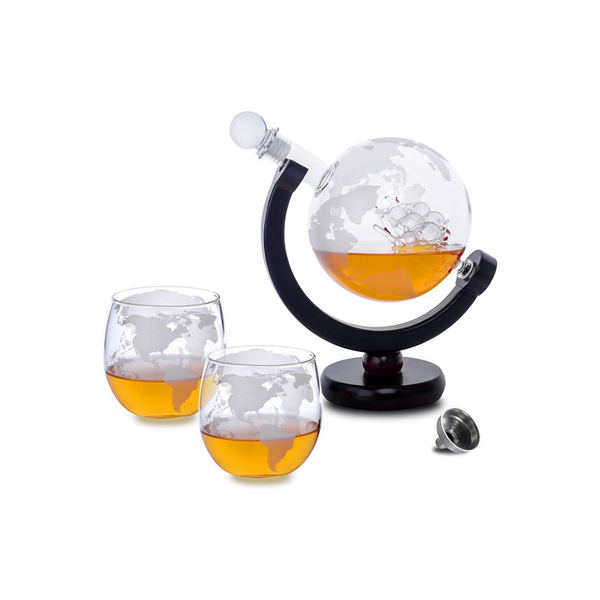 3-Piece Glass Decanter Set with Globe Glasses Via Amazon