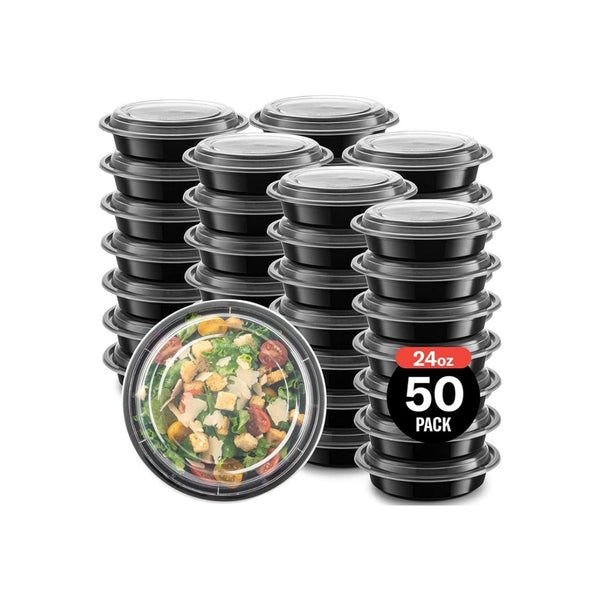 50-Pack meal prep Plastic Microwavable Food Containers Via Amazon