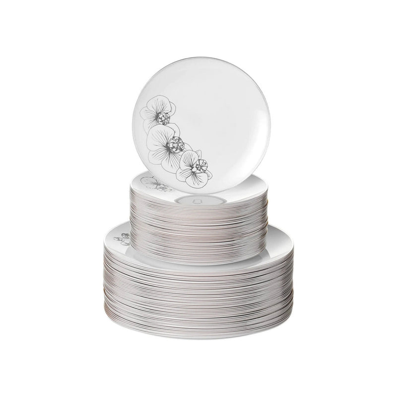 100 Count Disposable Plastic White Plates Combo (2 Colors) Via Amazon