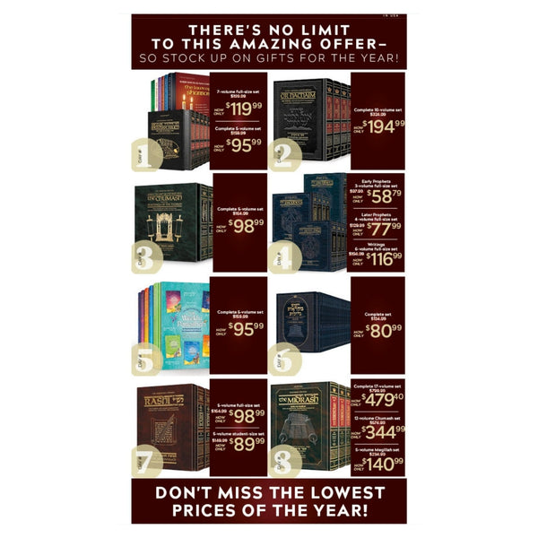 40% Off Artscroll Chumash, Nevi’im and Kesuvim, Kitzur Shulchan Aruch, The Weekly Parashah & More