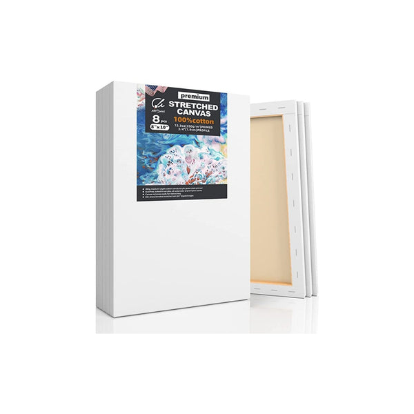 8 Pack Stretched Canvases for Painting 8x10 Inch