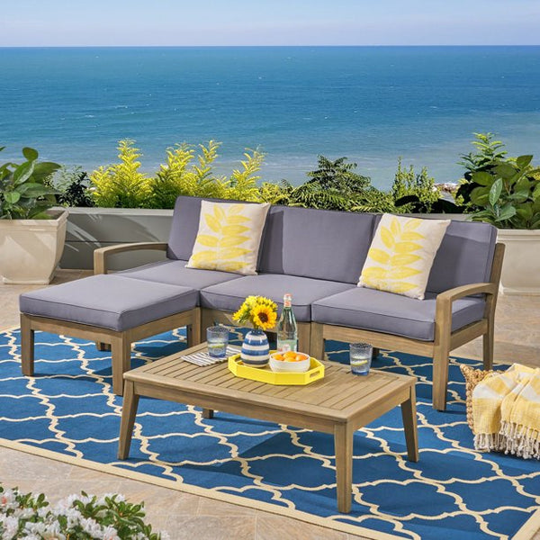 5 Piece Acacia Wood Sectional Sofa Set Via Walmart