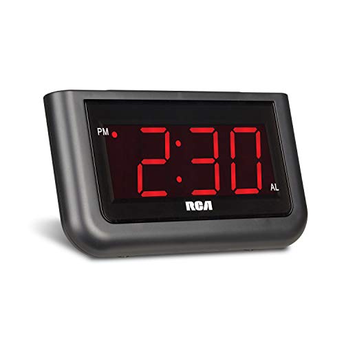 RCA Digital Alarm Clock - Large 1.4" LED Display with Brightness Control and Repeating Snooze Via Amazon