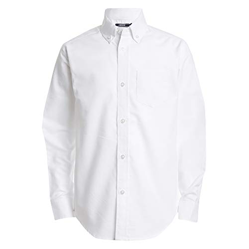 Izod boys Long Sleeve Solid Button-Down Oxford Shirt, White, size 2-20 Via Amazon