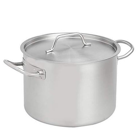 Save On AmazonCommercial 10-60 Qt. Stainless Steel Aluminum-Clad Stock Pot with Cover Via Amazon