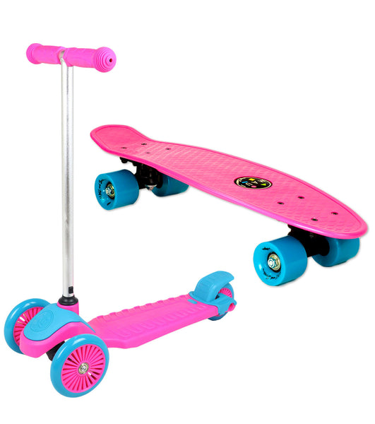 Maui and Sons Mini Sharkman Scooter and Skateboard Combo Set Via Walmart