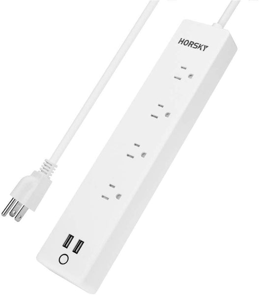 Smart Power Strip,Two Lightning Strikes with 4 AC Plugs and 2 USB Charging Ports Via Amazon