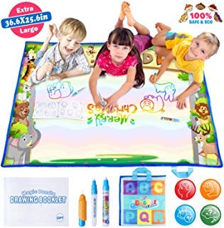 Large Portable Magic Water Drawing Mat Pad with 3 Water Pens and Drawing Booklet, Via Amazon