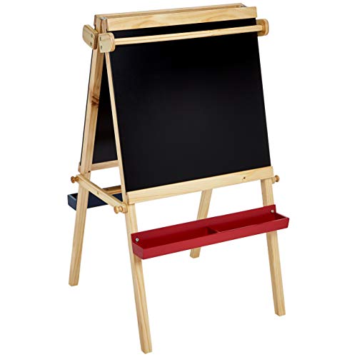 AmazonBasics Kids Standing Art Easel, Dry-Erase Board, Chalkboard, 2 Paper Rollers Via Amazon