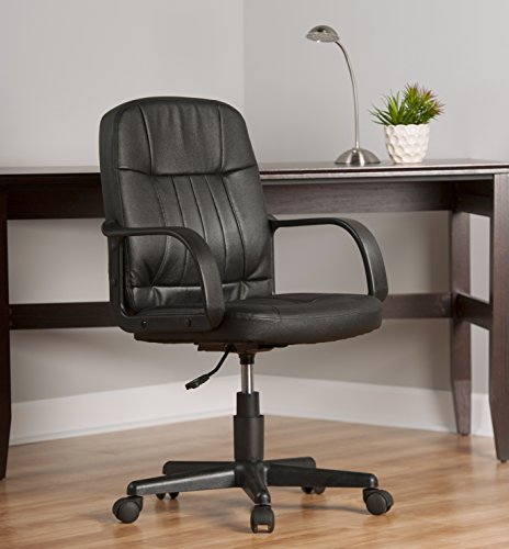 Comfort Products Mid-Back Leather Office Chair, Black Via Amazon
