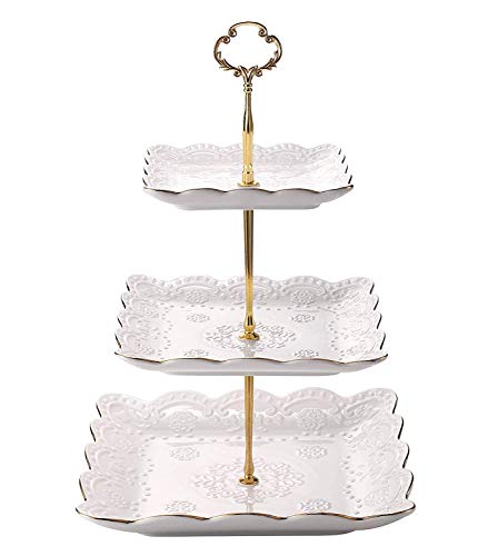 3-tier Square Ceramic Cupcake Stand,  (with Gold Edge) Via Amazon