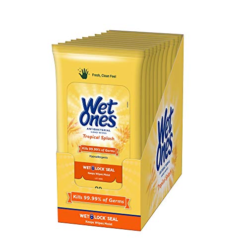 Wet Ones Antibacterial Hand Wipes, 20 Count (Pack of 10) Via Amazon