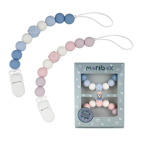 2 Pack Pacifier Clips Silicone Teething Beads Via Amazon