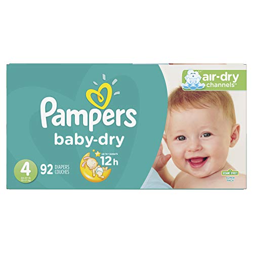 Diapers Size 4, 92 Count - Pampers Baby Dry Disposable Baby Diapers, Super Pack Via Amazon