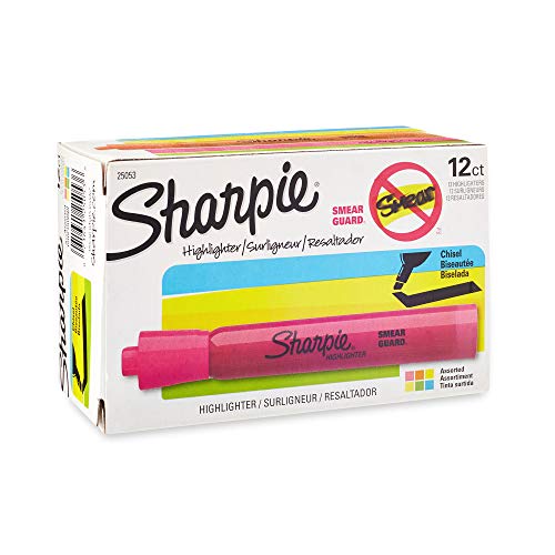 Sharpie Tank Style Highlighters, Chisel Tip, Assorted, Box of 12 Via Amazon