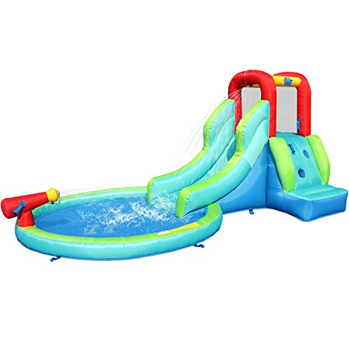 ACTION AIR Inflatable Waterslide, Bounce House with Slide for Wet and Dry Via Amazon