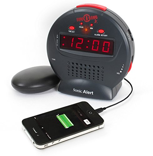 Sonic Bomb Jr. Alarm Clock with Bed Shaker Vibrator Via Amazon