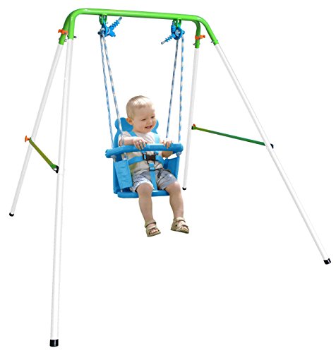 Heavy-Duty Baby Indoor/Outdoor Swing Set with Safety Harness Via Amazon