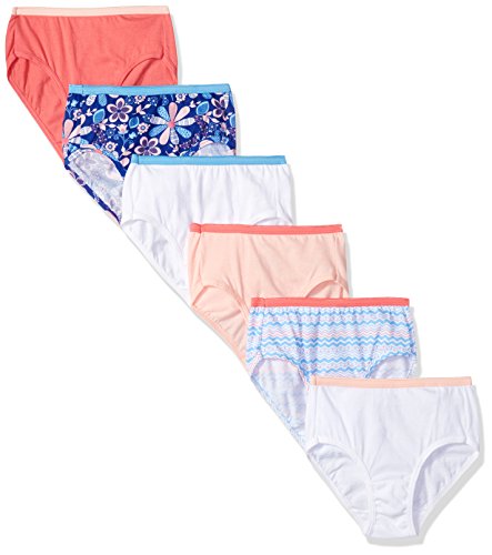 6 Pack Hanes Girls' Cotton Briefs, Assorted, Via Amazon