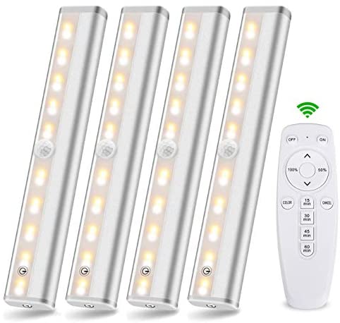 4 Under Cabinet Lighting with Remote Control via Amazon