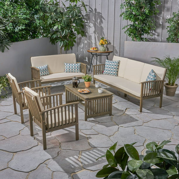 5 Piece Acacia Wood Conversational Set Via Walmart