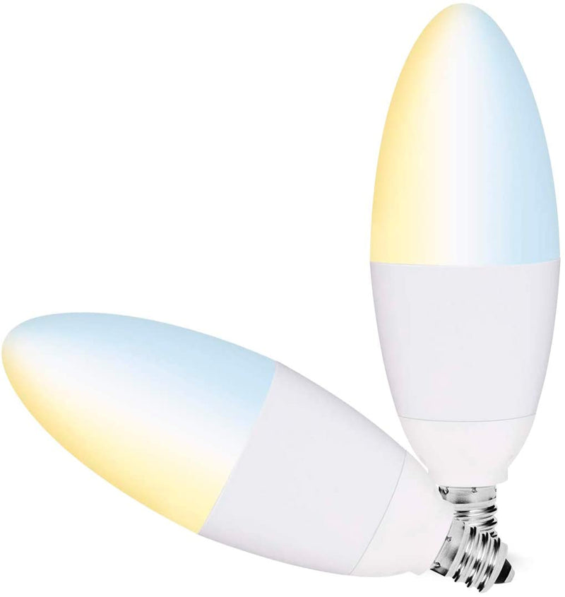 2 Pack Smart Candelabra Bulb, 40 Watt Smart WiFi Lights, LED Dimmable Tunable Via Amazon