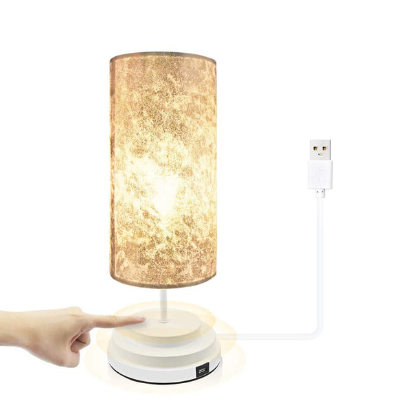 Touch Control Dimmable Table Lamp with USB Charging Port, LED Bulb Included Via Amazon