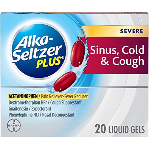 Alka-Seltzer Plus Severe Sinus, Cold & Cough Liquid Gels 20ct Via Amazon