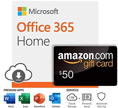 Microsoft Office 365 Home | 12-month subscription with Auto-Renewal + $50 Amazon.com Gift Card
