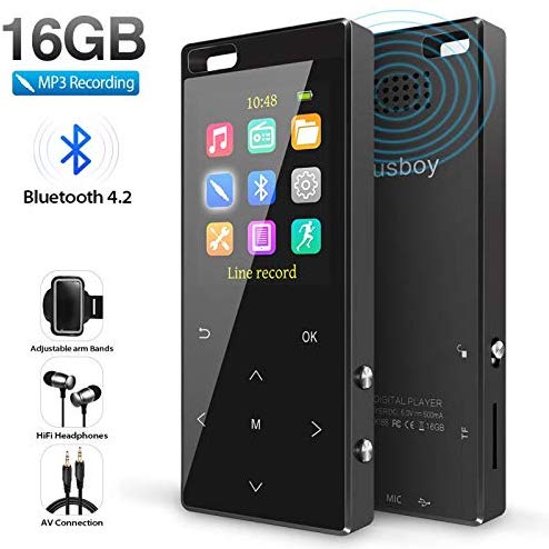 Musboy 16GB MP3 Player with Bluetooth & FM Radio/Voice Recorder Via Amazon