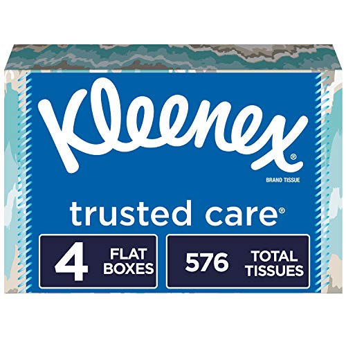 Kleenex Trusted Care Everyday Facial Tissues, Flat Box, 4 Count Via Amazon